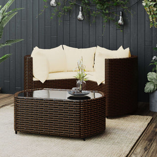 Loungeset Met Kussens Poly Rattan