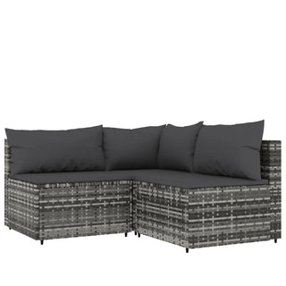 3-Delige Loungeset Met Kussens Poly Rattan