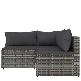 3-Delige Loungeset Met Kussens Poly Rattan