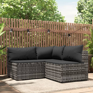 3-Delige Loungeset Met Kussens Poly Rattan