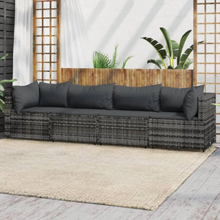 4-Delige Loungeset Met Kussens Poly Rattan