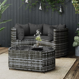 Loungeset Met Kussens Poly Rattan