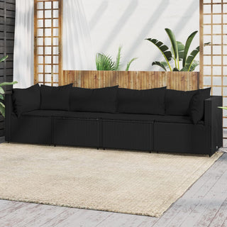 4-Delige Loungeset Met Kussens Poly Rattan