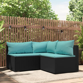 3-Delige Loungeset Met Kussens Poly Rattan