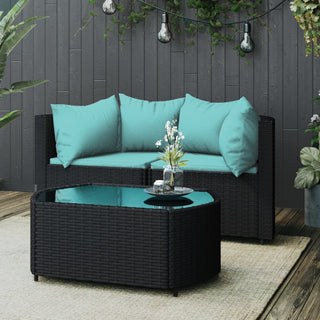 3-Delige Loungeset Met Kussens Poly Rattan