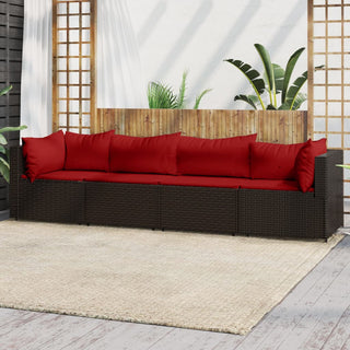 4-Delige Loungeset Met Kussens Poly Rattan