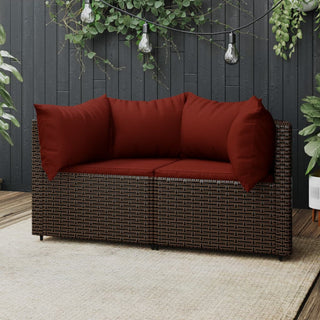 Tuinhoekbanken Met Kussens 2 St Poly Rattan