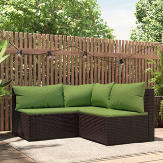 3-Delige Loungeset Met Kussens Poly Rattan