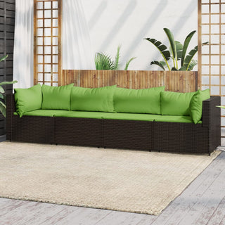 4-Delige Loungeset Met Kussens Poly Rattan