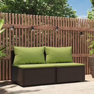 Tuinmiddenbanken Met Kussens 2 St Poly Rattan