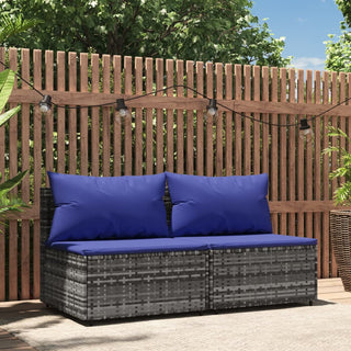 Tuinmiddenbanken Met Kussens 2 St Poly Rattan