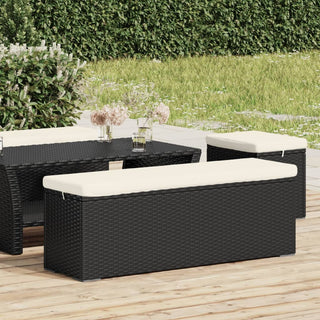 Voetenbankje Met Kussen 110X30X40 Cm Poly Rattan