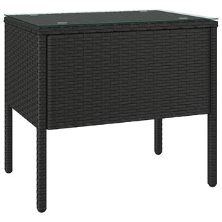 Bijzettafel 53X37X48 Cm Poly Rattan En Gehard Glas