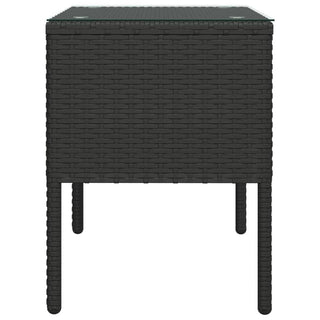 Bijzettafel 53X37X48 Cm Poly Rattan En Gehard Glas