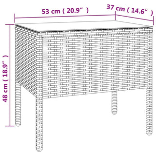 Bijzettafel 53X37X48 Cm Poly Rattan En Gehard Glas