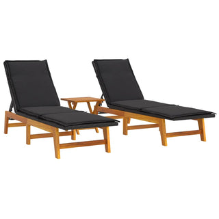 3-Delige Loungeset Poly Rattan En Massief Acaciahout