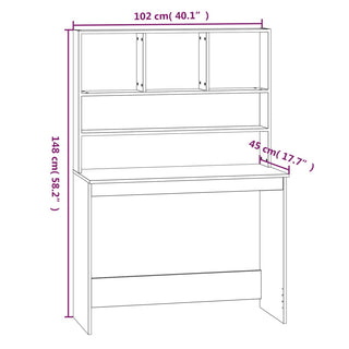 Bureau Met Schappen 102X45X148 Cm Bewerkt Hout