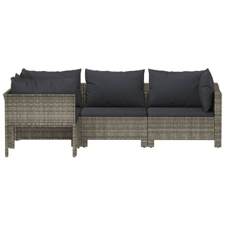 4-Delige Loungeset Met Kussens Poly Rattan Grijs