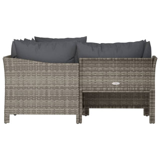 4-Delige Loungeset Met Kussens Poly Rattan Grijs