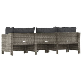 4-Delige Loungeset Met Kussens Poly Rattan Grijs