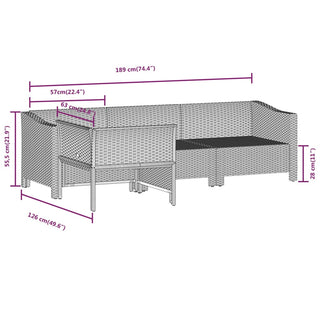 4-Delige Loungeset Met Kussens Poly Rattan Grijs