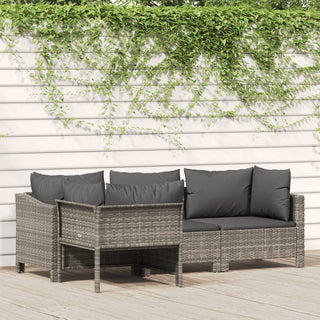 4-Delige Loungeset Met Kussens Poly Rattan Grijs