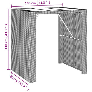 Bartafel Met Glazen Blad Poly Rattan