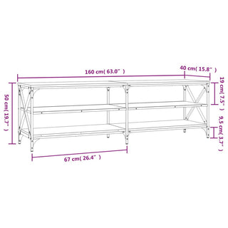 Tv-Meubel 160X40X50 Cm Bewerkt Hout Eikenkleurig