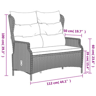 Tuinbank 2-Zits Met Kussens Poly Rattan