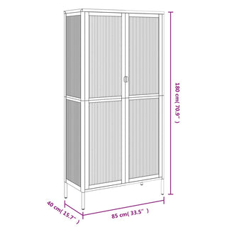 Hoge Kast 85X40X180 Cm Glas En Staal Zwart