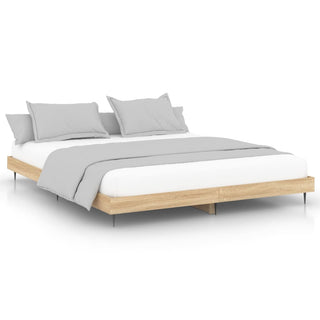 Bedframe Bewerkt Hout Kleurig Sonoma Eiken