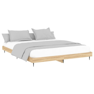 Bedframe Bewerkt Hout Kleurig Sonoma Eiken