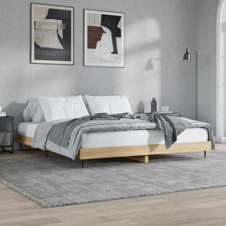 Bedframe Bewerkt Hout Kleurig Sonoma Eiken