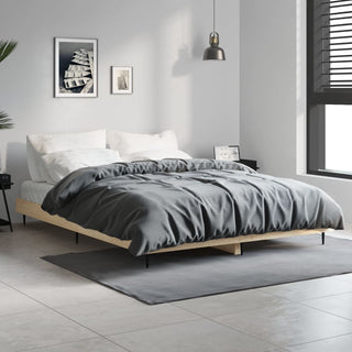 Bedframe Bewerkt Hout Kleurig Sonoma Eiken