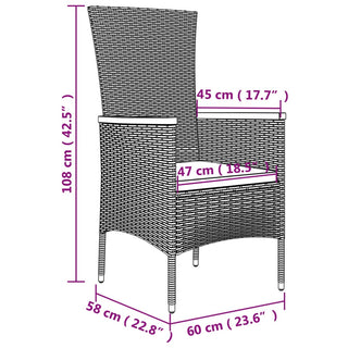 3-Delige Tuinset Met Kussens Poly Rattan Zwart