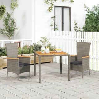 3-Delige Tuinset Met Kussens Poly Rattan Grijs