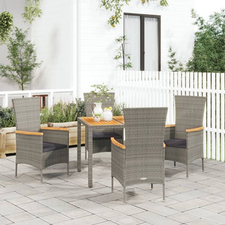 5-Delige Tuinset Met Kussens Poly Rattan Grijs