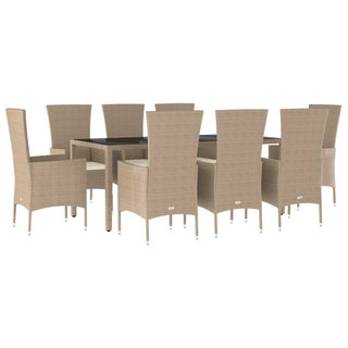 9-Delige Tuinset Met Kussens Poly Rattan Beige