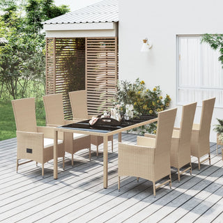 7-Delige Tuinset Met Kussens Poly Rattan Beige