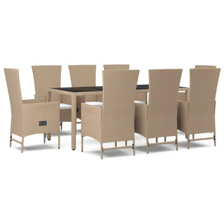 9-Delige Tuinset Met Kussens Poly Rattan Beige