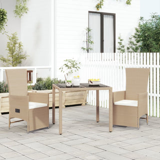 3-Delige Tuinset Met Kussens Poly Rattan Beige