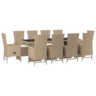 11-Delige Tuinset Met Kussens Poly Rattan Beige