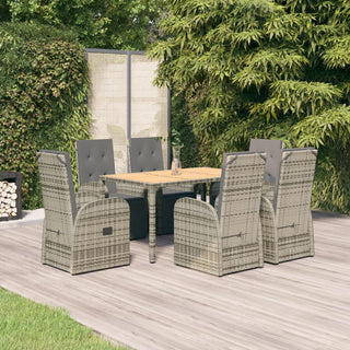 7-Delige Tuinset Met Kussens Poly Rattan Grijs