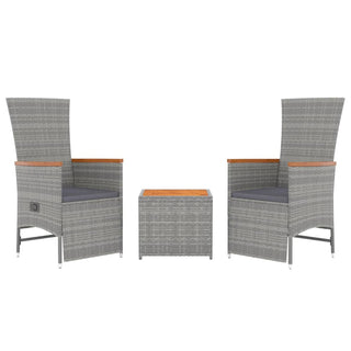 Loungeset Poly Rattan En Massief Acaciahout Grijs