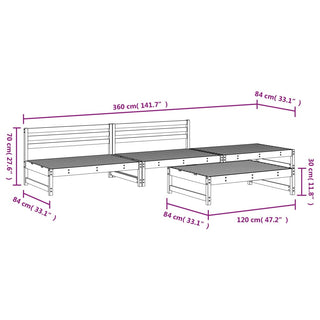 Loungeset Massief Grenenhout Grijs