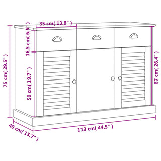 Dressoir Met Lades Vigo 3X40X75 Cm Massief Grenenhout