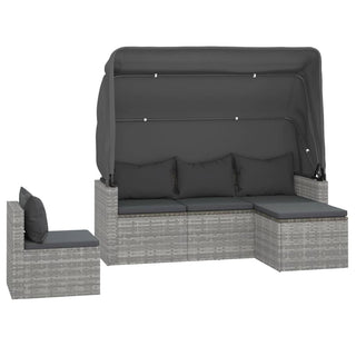 4-Delige Loungeset Met Kussens Poly Rattan Grijs