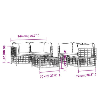 5-Delige Loungeset Met Kussens Poly Rattan Antracietkleurig