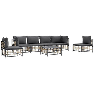 7-Delige Loungeset Met Kussens Poly Rattan Antracietkleurig