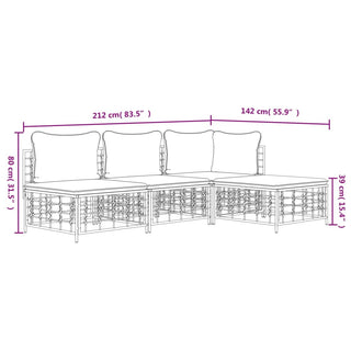 4-Delige Loungeset Met Kussens Poly Rattan Antracietkleurig